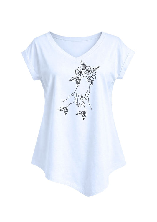 Tricou guler în V - Love