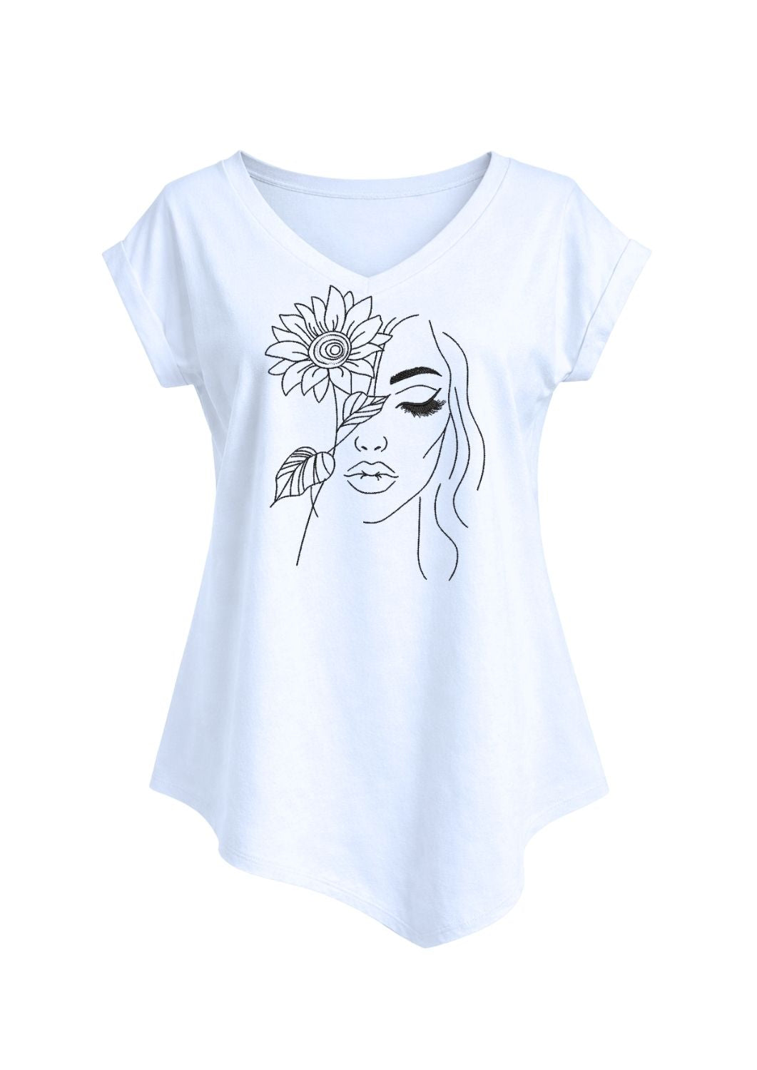 Tricou guler in V - Flower