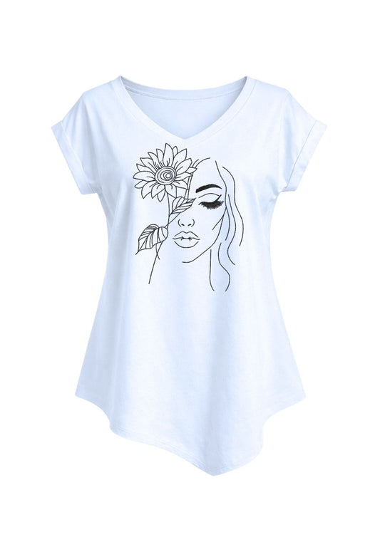 Tricou guler in V - Flower